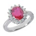 Ladies 7.73 ct. Oval Cut Ruby And Round Cut Diamond Anniversary Ring in 14 kt 