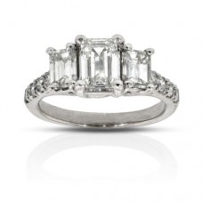 2.35 ct. TW Emerald Cut Diamond Three Stone Accented Engagement Ring
