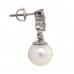 Natural 11 mm Pearl and 1.00 ct Diamond Accent 14k White Gold Drop Earrings