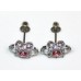 Sterling Silver Siam Cubic Zirconia Ladies Cluster Stud Earrings