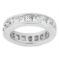 Ladies' 3.50 ct Princess Cut Diamond Eternity Channel Set Wedding Band 18 K Golg