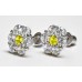 Cubic Zirconia Stud Earrings with Light Topaz CZ in Gold Plated Sterling Silver