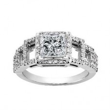 White Gold 2.07 ct. TW Princess Diamond Accented Engagement Ring in Platinum
