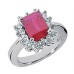 Ladies 6.90 ct. Emerald Cut Ruby And Round Cut Diamond Anniversary Ring 18 kt