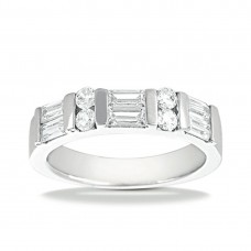 Diamond Club 1.04 ct. Wedding Band with Round and Straight Baguette Diamonds