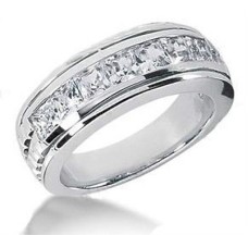 Men's 1.00 ct. TW Princess Cut Diamond Wedding Band in 18kt White Gold