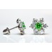 Sterling Silver Emerald Cubic Zirconia Ladies Cluster Stud Earrings