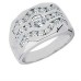 Men's 1.50 ct. Triple Row Round Cut Diamond Ring in 14 kt. White Gold