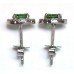 Cubic Zirconia White Gold Plated Sterling Silver Stud Earrings with Emerald