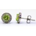 Cubic Zirconia White Gold Plated Sterling Silver Stud Earrings with Peridot