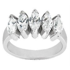 Ladies 1.50 ct. Five Stone Marquise Diamond Wedding Band in 18K