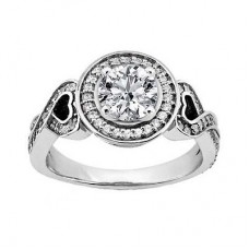 1.73 ct. TW Round Diamond Engagement Ring in Heart-shaped White gold Mounting