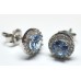 Cubic Zirconia White Gold Plated Sterling Silver Light Sapphire Stud Earrings