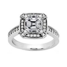 1.54 ct Asscher Cut Diamond Engagement Ring White Gold