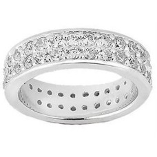 Ladies 3.00 ct TW Round Diamond Double Row Eternity Band in 18kt White Gold