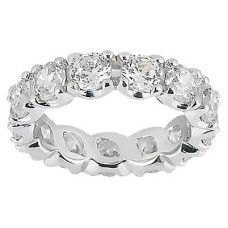 Ladies 5.00 ct Round Diamond Eternity Wedding Band in Platinum Prong Settings