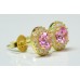 Cubic Zirconia Gold Plated Sterling Silver Stud Earrings with Rose
