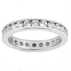 3.00 CT Round Diamond Eternity Wedding Band in 18k White Gold Channel Setting