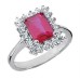 Ladies 7.28 ct. Emerald Cut Ruby And Round Diamond Anniversary Ring in Platinum