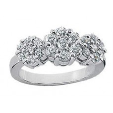 Ladies 1.50 ct. Round Diamond Three Stone Ring in Platinum Cluster Setting