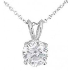 Ladies 0.60 ct. Round Diamond Solitaire Pendant with 16" Chain 14 kt. White Gold