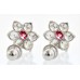 Ruby CZ 925K Sterling Silver Ladies Cluster Stud Earrings