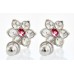 Ruby CZ 925K Sterling Silver Ladies Cluster Stud Earrings