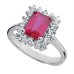 Ladies 7.28 ct. Emerald Cut Ruby And Round Diamond Anniversary Ring in Platinum