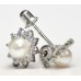 White Gold Plated Cubic Zirconia Accent Pearl Stud Earrings