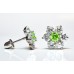 Sterling Silver Peridot Cubic Zirconia Ladies Cluster Stud Earrings