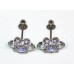 Sterling Silver Light Sapphire Cubic Zirconia Ladies Cluster Stud Earrings