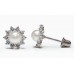 White Gold Plated Cubic Zirconia Accent Pearl Stud Earrings