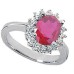 Ladies 7.73 ct. Oval Cut Ruby And Round Cut Diamond Anniversary Ring in Platinum