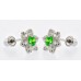 Emerald CZ .925K Sterling Silver Ladies Cluster Stud Earrings