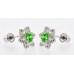 Emerald CZ .925K Sterling Silver Ladies Cluster Stud Earrings