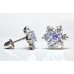Sterling Silver Light Sapphire Cubic Zirconia Ladies Cluster Stud Earrings