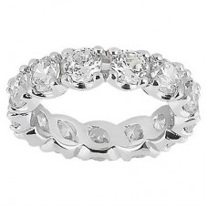 Ladies 5.00 ct Round Diamond Eternity Wedding Band in White Gold Prong Settings