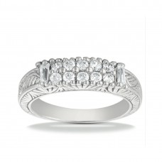 Diamond Club 0.55 ct. Wedding Band with Round and Baguette Diamonds Antique