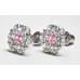 Cubic Zirconia Stud Earrings with Light Rose CZ in Gold Plated Sterling Silver