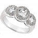 Ladies 3.10 ct. tw Round Diamond Three Stone Framed Ring in 18 kt White Gold 