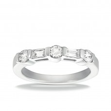Diamond Club 0.62 ct. 5 Stone Wedding Band with Round and Baguette Diamonds