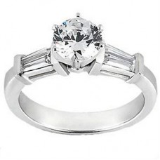 Ladies 1.91 ct. Round and Baguette Cut Diamond Engagement Ring in Platinum