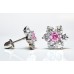 Sterling Silver Light Rose Cubic Zirconia Ladies Cluster Stud Earrings