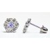 Cubic Zirconia Stud Earrings with Light Sapphire in Gold Plated Sterling Silver