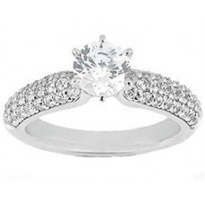 Ladies 2.60 ct. Round Diamond Engagement Ring with Accented 14 kt Pave Set