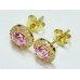 Cubic Zirconia Gold Plated Sterling Silver Stud Earrings with Rose