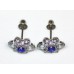 Sterling Silver Sapphire Cubic Zirconia Ladies Cluster Stud Earrings