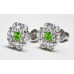 Cubic Zirconia Stud Earrings with Peridot in White Gold Plated Sterling Silver
