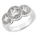 Ladies 3.10 ct. tw Round Diamond Three Stone Framed Ring in 14 kt White Gold 