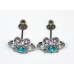 Sterling Silver Aquamarine Cubic Zirconia Ladies Cluster Stud Earrings